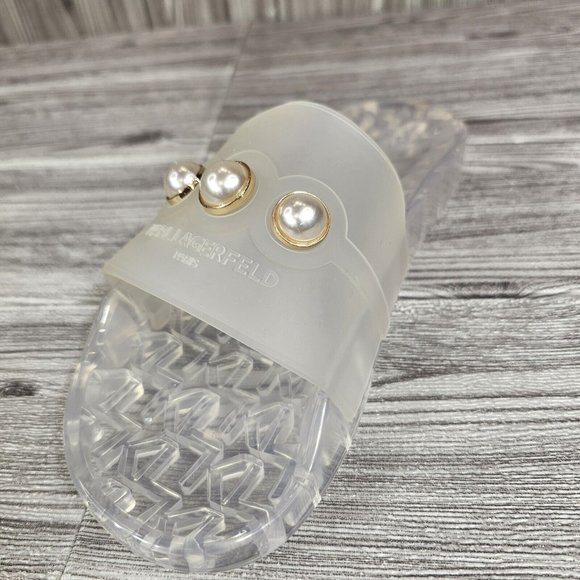 KARL LAGERFELD TulaRubberPool Slide Sandals Transparent Clear-Women's Size 7 NEW - Picture 14 of 15